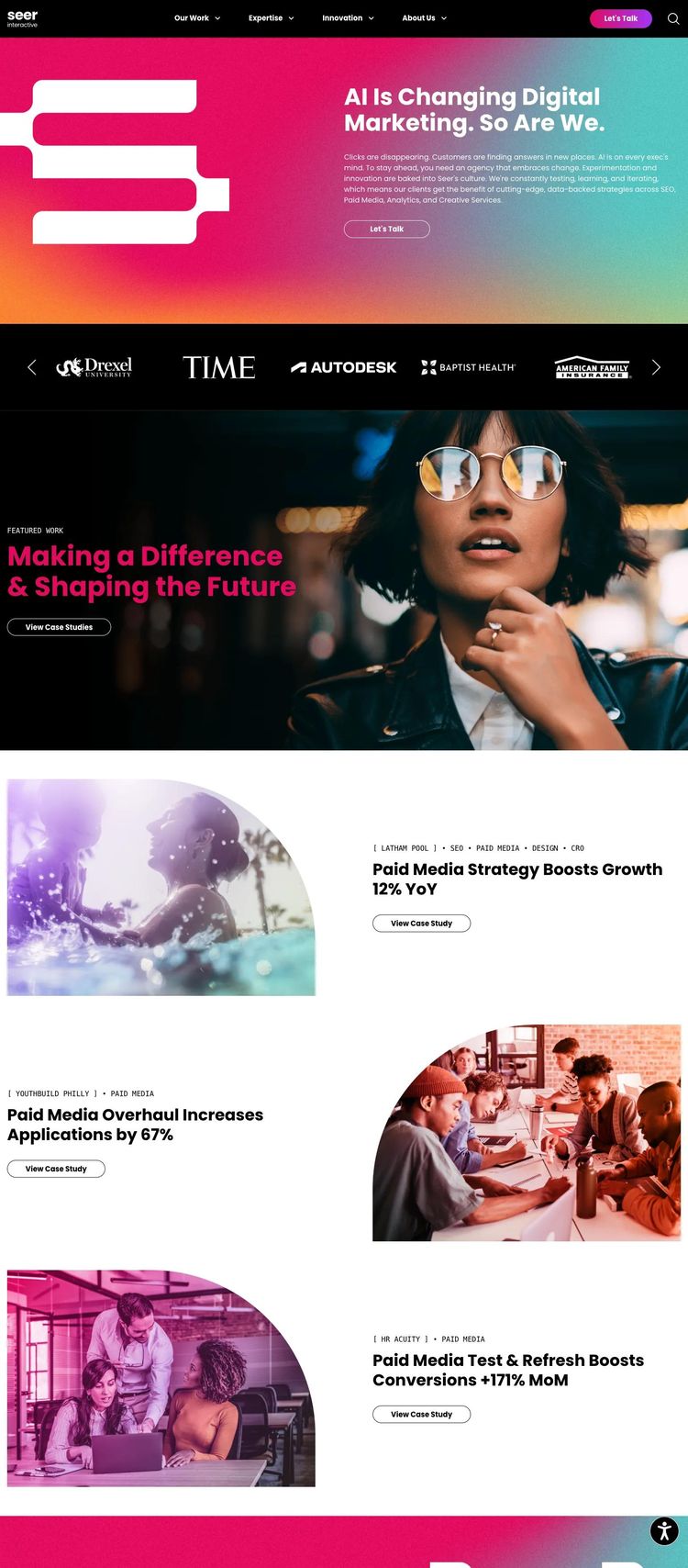 Screenshot 1 of Seer Interactive (Example HubSpot Marketing Agency Website)