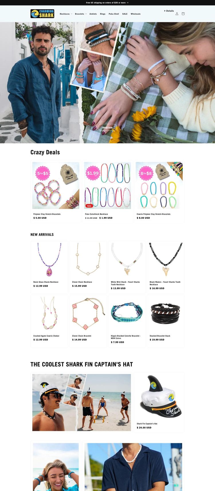 Screenshot 1 of Charming Shark Retail (Example Shopify Jewelry Website)
