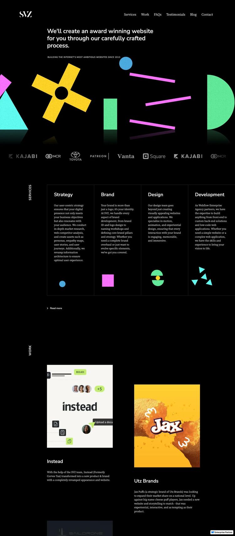 Screenshot 2 of SVZ (Example Webflow Design Agency/Studio Website)