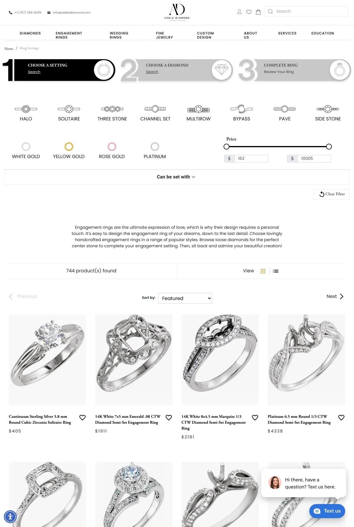 Screenshot 2 of Adele diamond (Example Shopify Jewelry Website)