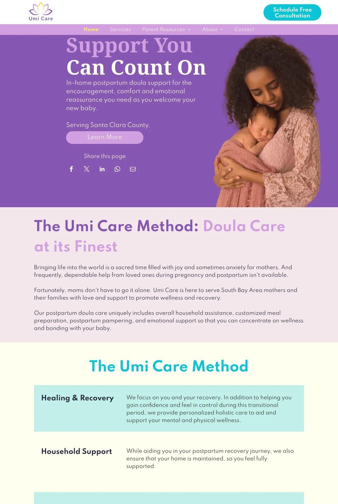Screenshot 1 of Umi Care (Example Duda Website)