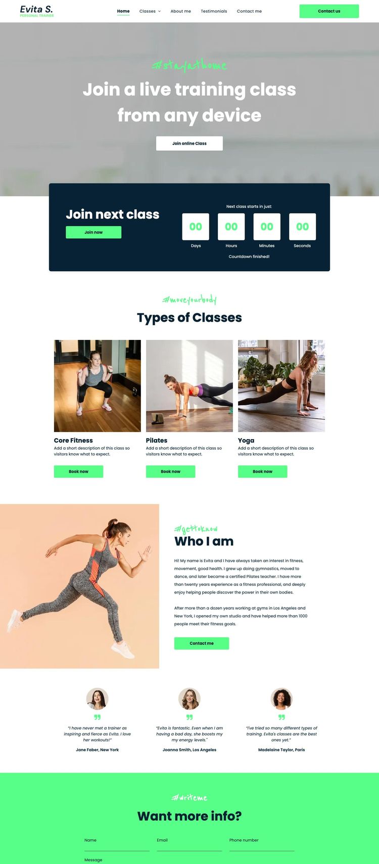 Screenshot 1 of Personal Trainer Template
