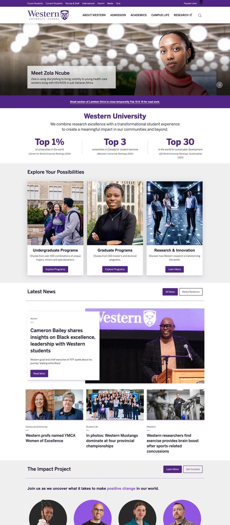 Screenshot 2 of Western University (Example WordPress Educational Institution Website)