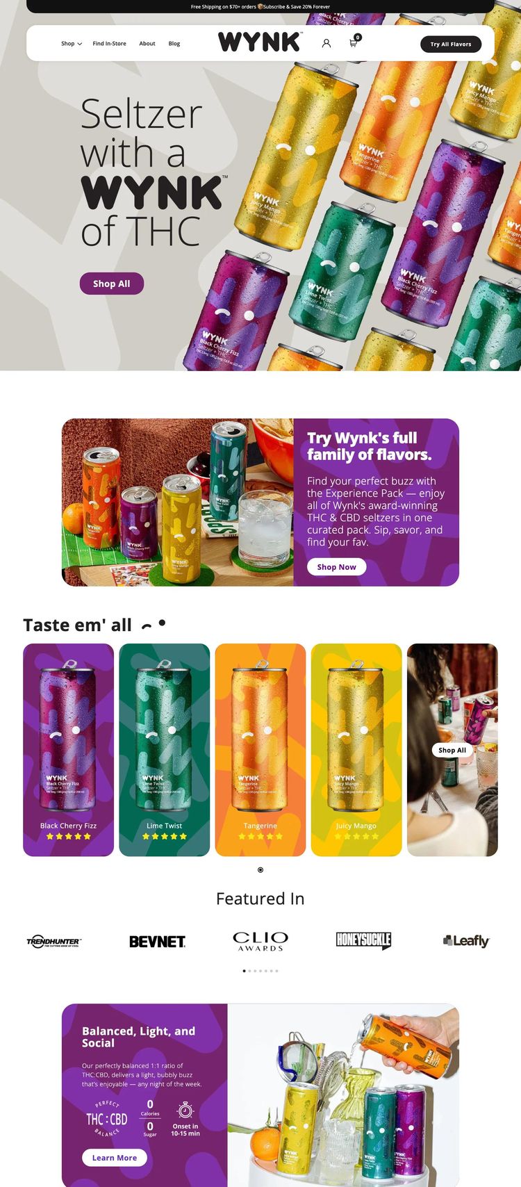Screenshot 2 of Wynk (Example Shopify Food and Beverage Website)