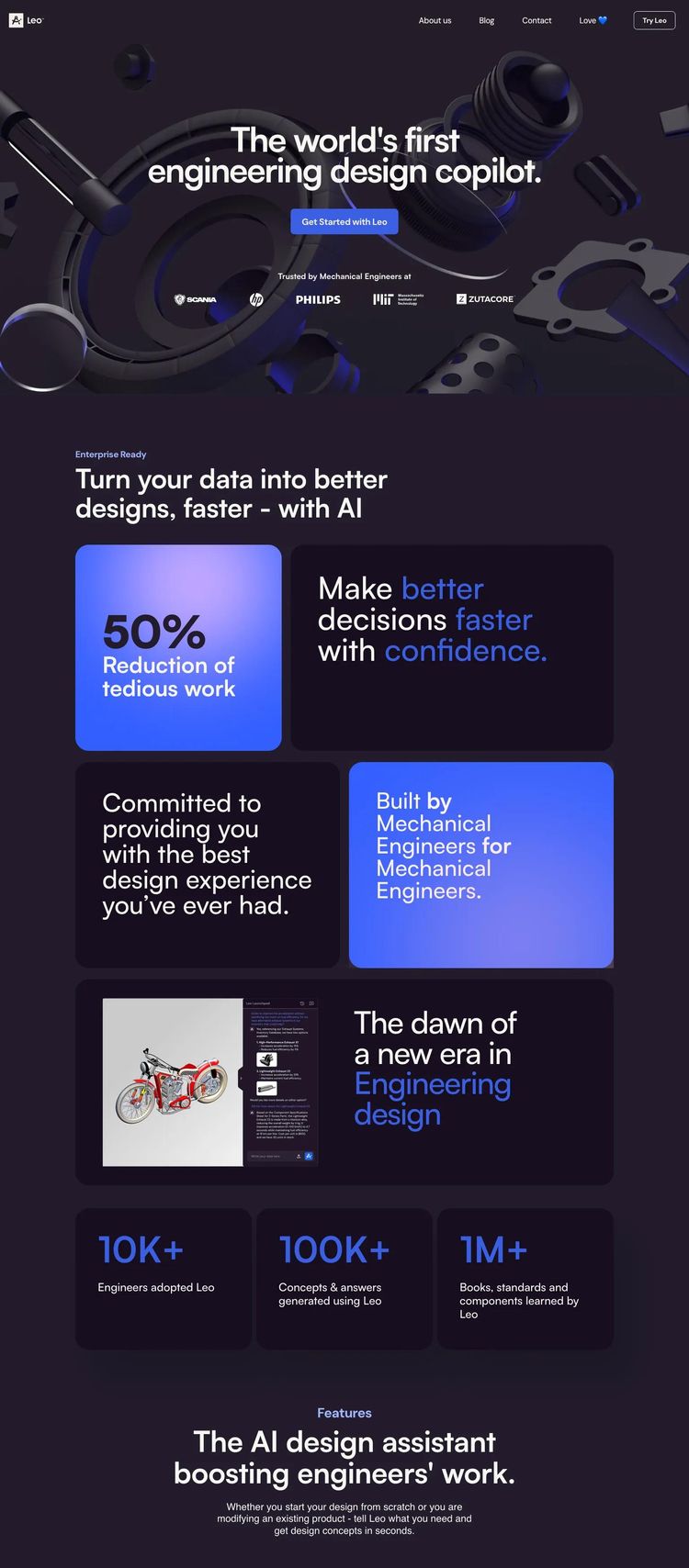 Screenshot 2 of Leo (Example Framer AI and Machine Learning Website)