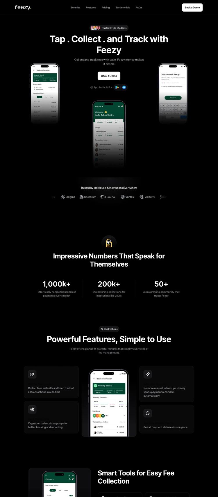 Screenshot 2 of Feezy (Example Framer Mobile App Website)