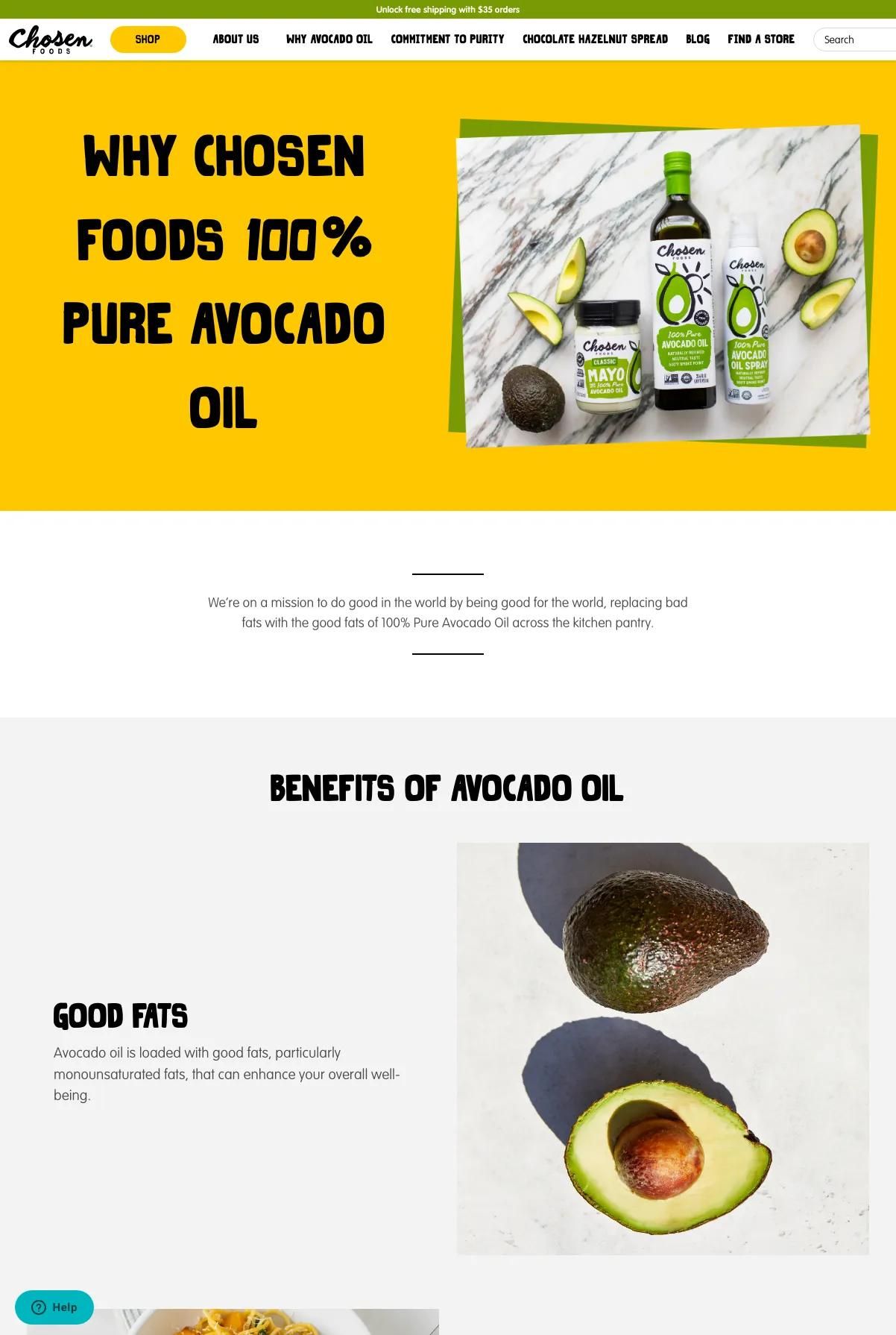 Screenshot 3 of Chosen Foods (Example Shopify Website)