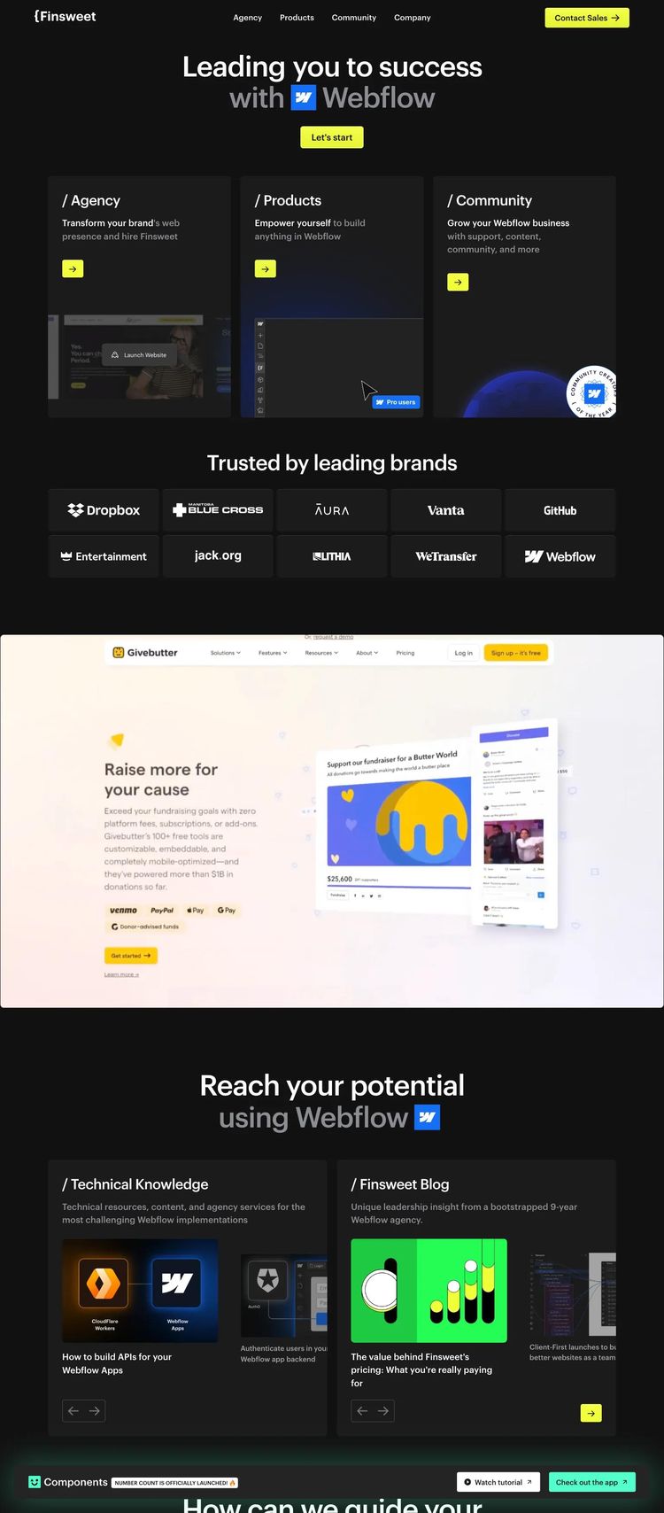 Screenshot 2 of Finsweet (Example Webflow Design Agency/Studio Website)