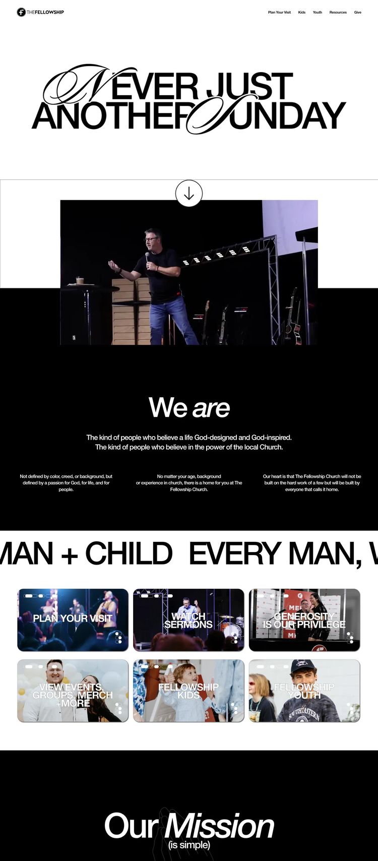Screenshot 1 of The Fellowship Church (Example Squarespace Church/Religious Organization Website)