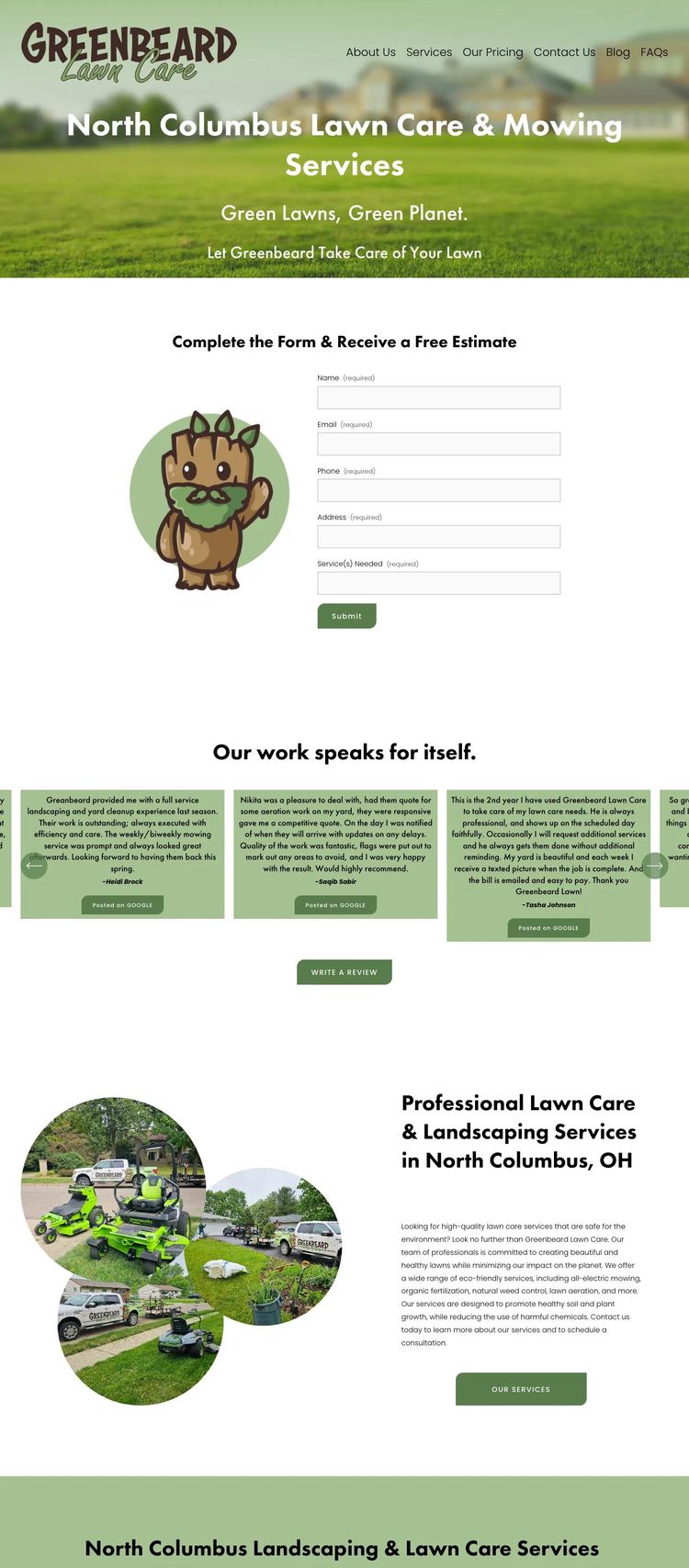 Screenshot 1 of Greenbeard Lawn Care (Example Squarespace Lawn Care Website)