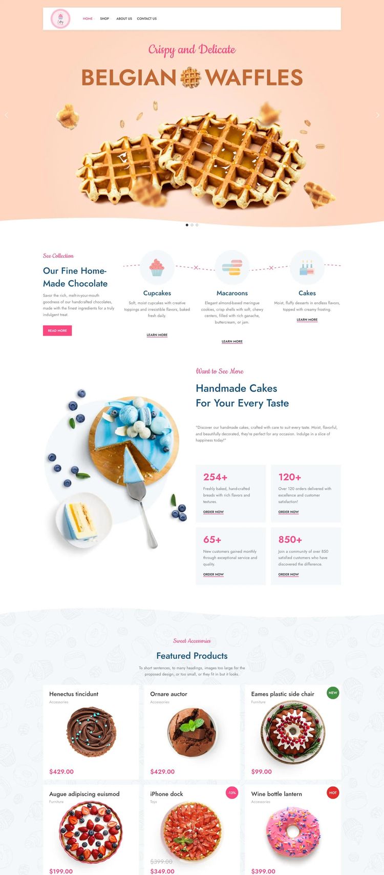 Screenshot 2 of Caffery (Example WordPress Bakery Website)