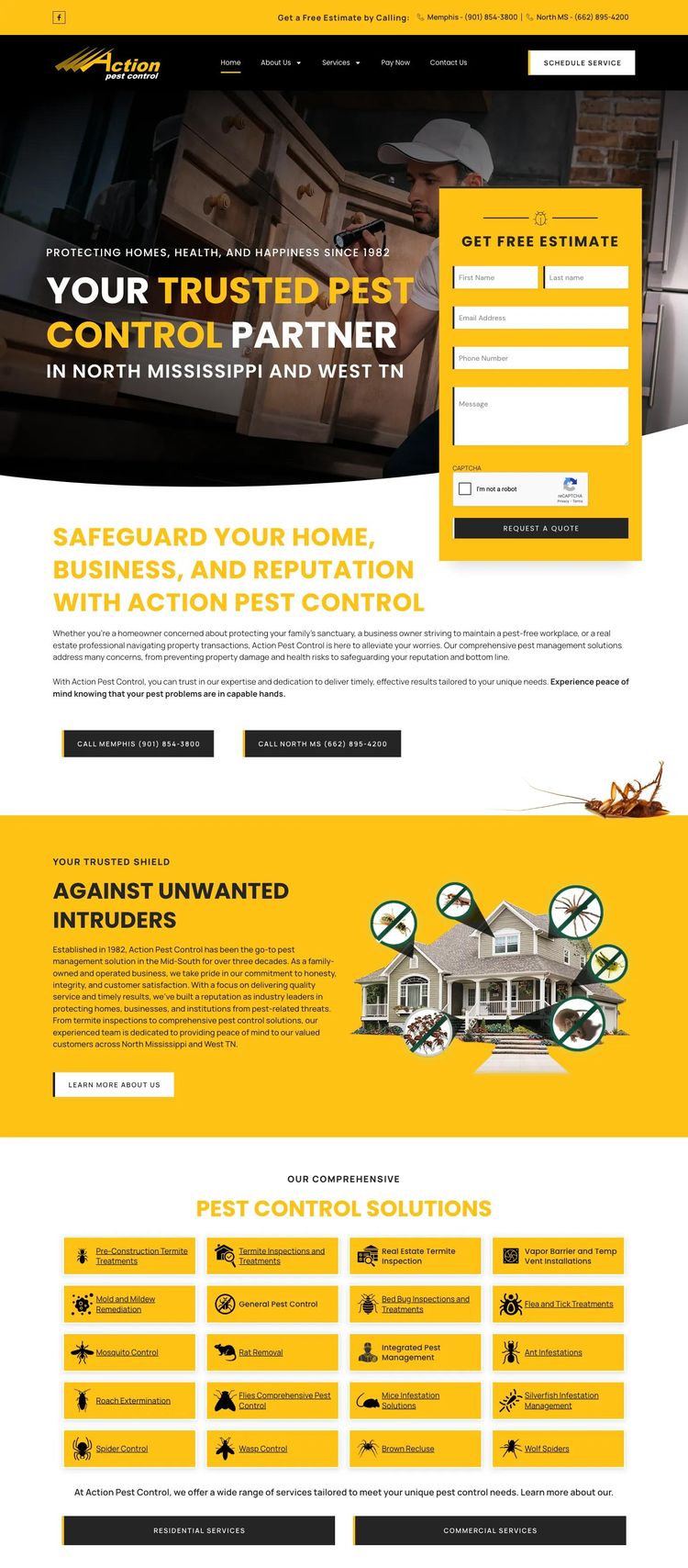 Screenshot 2 of Action Pest Control (Example WordPress Pest Control Website)