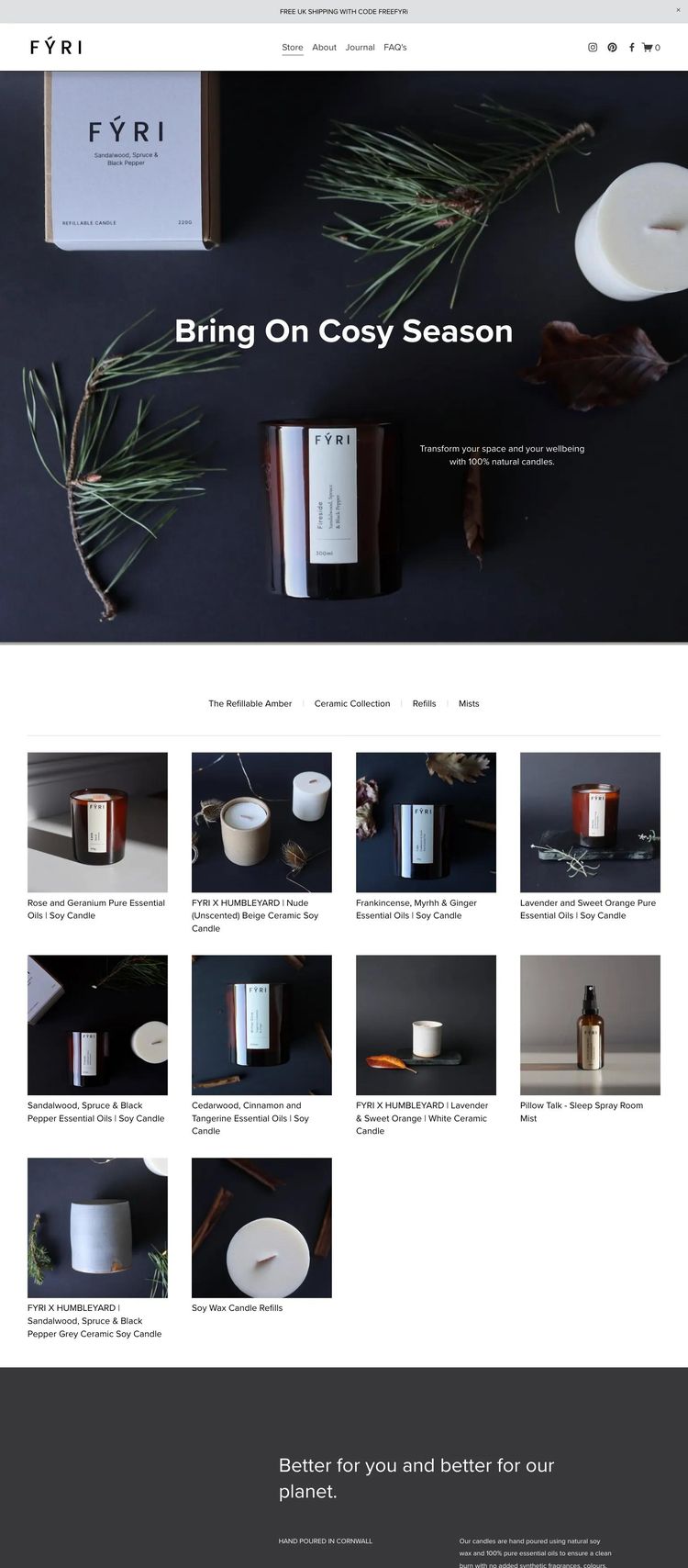 Screenshot 2 of FYRI (Example Squarespace Arts and Crafts Website)