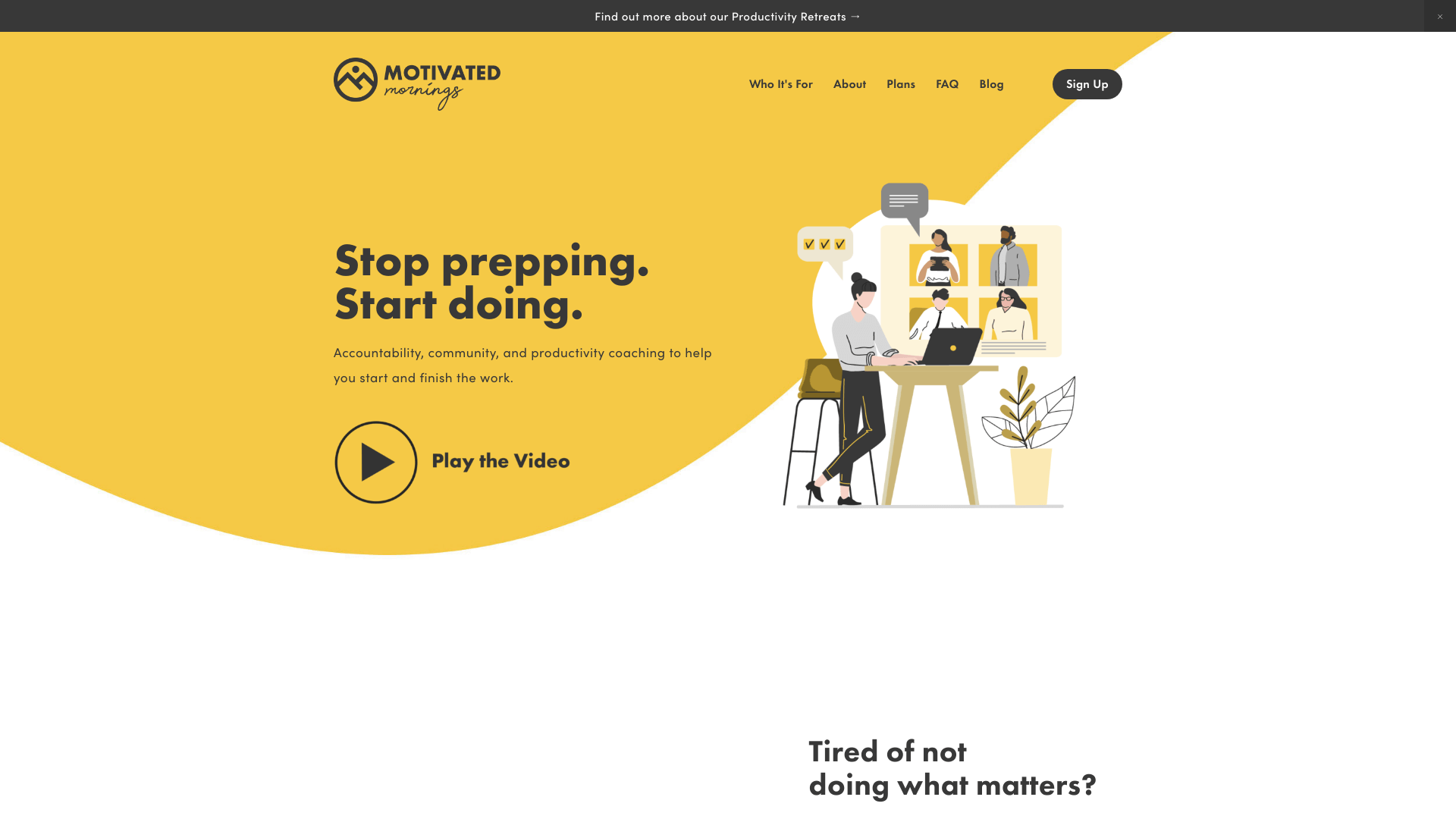 Screenshot of the Motivated Mornings website