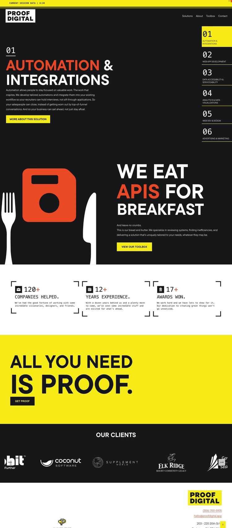 Screenshot 2 of Proof Digital (Example Squarespace Software Development Website)
