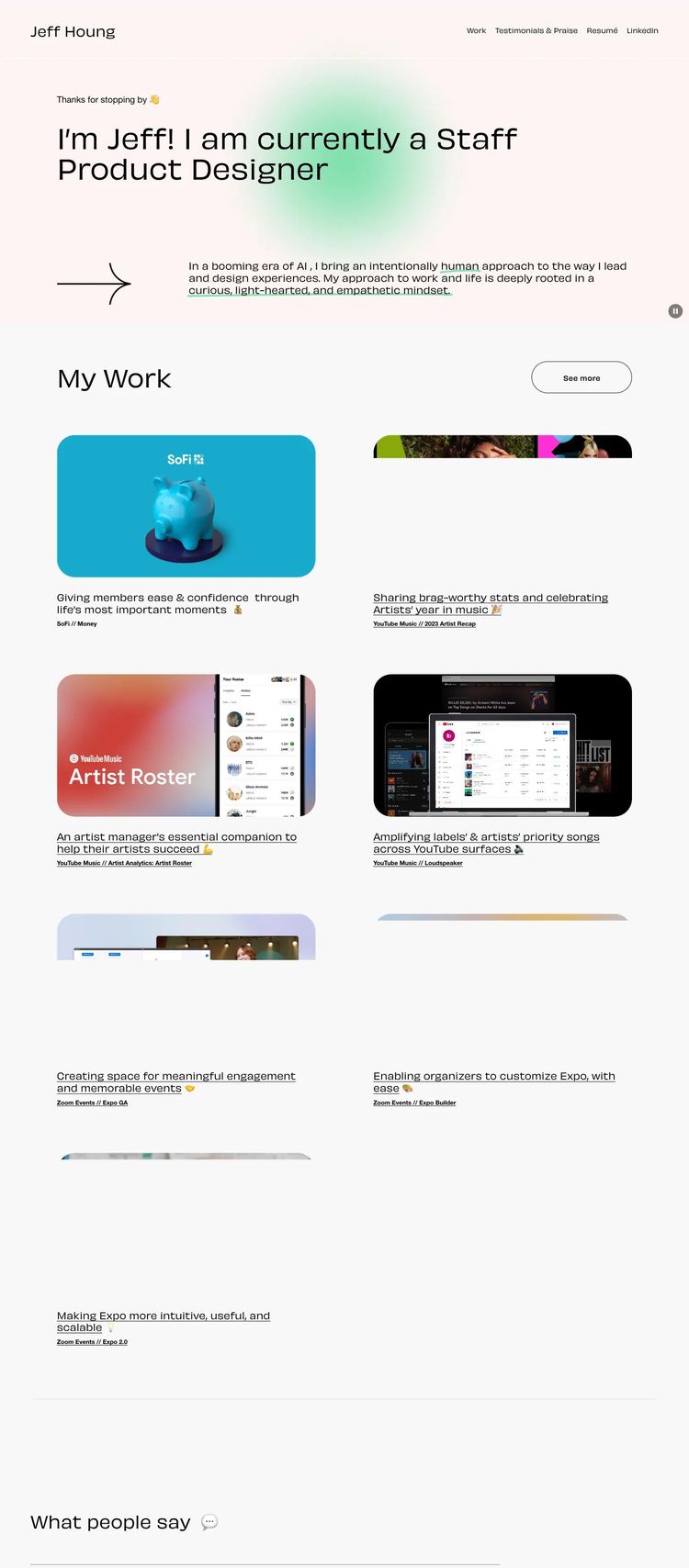 Screenshot 1 of Jeff Houng (Example Squarespace Resume Website)
