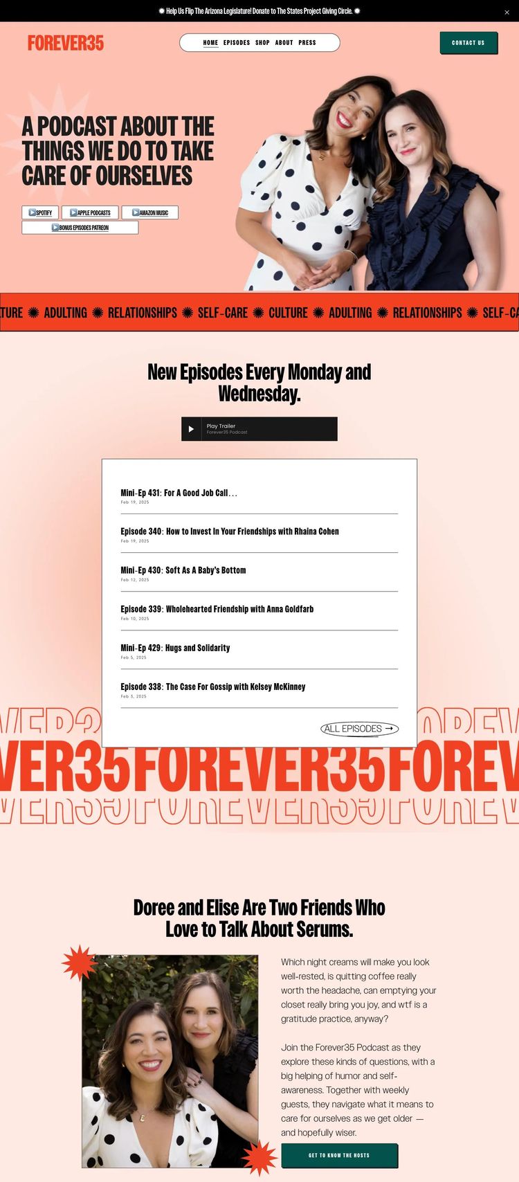 Screenshot 2 of Forever35 Podcast (Example Squarespace Podcast Website)