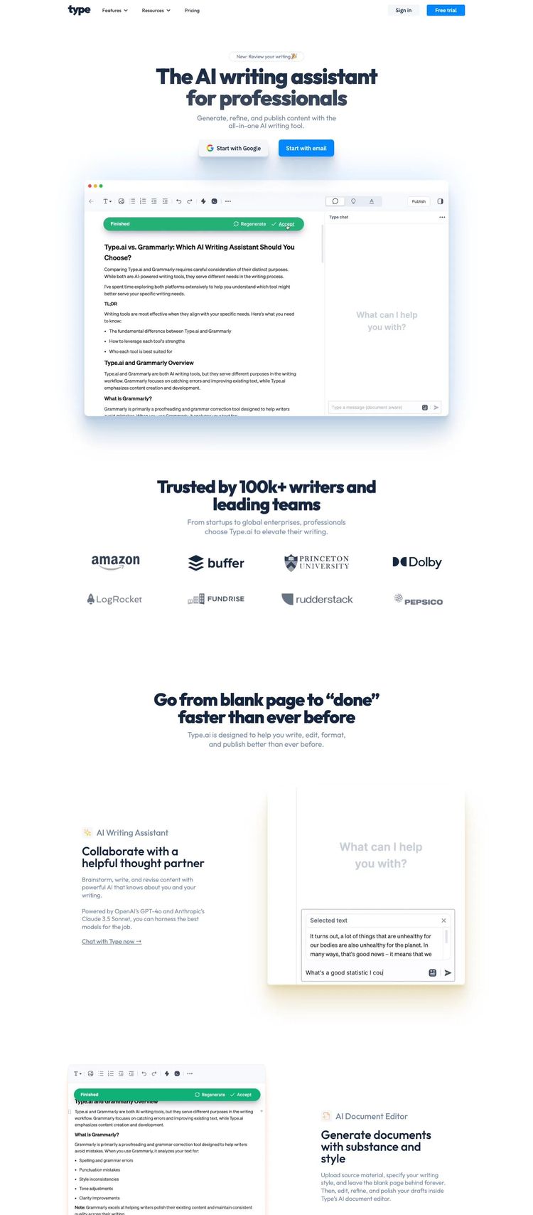 Screenshot 2 of Type (Example Webflow AI and Machine Learning Website)