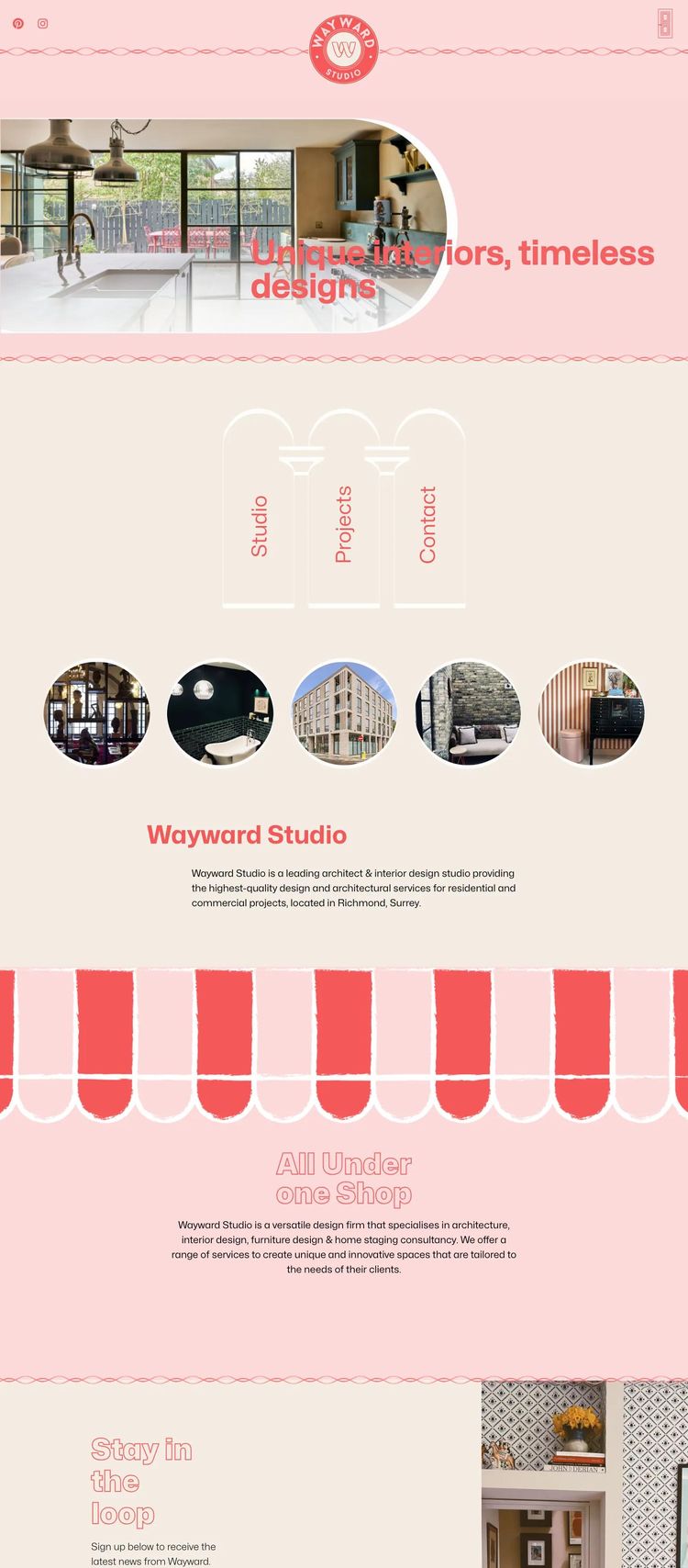 Screenshot 2 of Wayward Studio (Example WordPress Interior Designer Website)