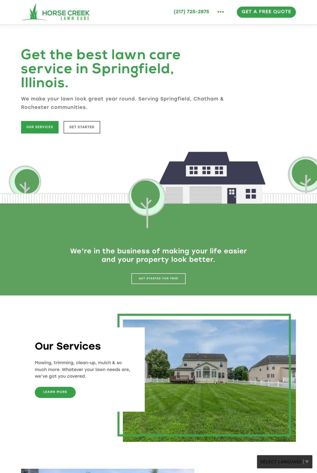 Screenshot 1 of Horse Creek Lawn Care (Example Squarespace Lawn Care Website)
