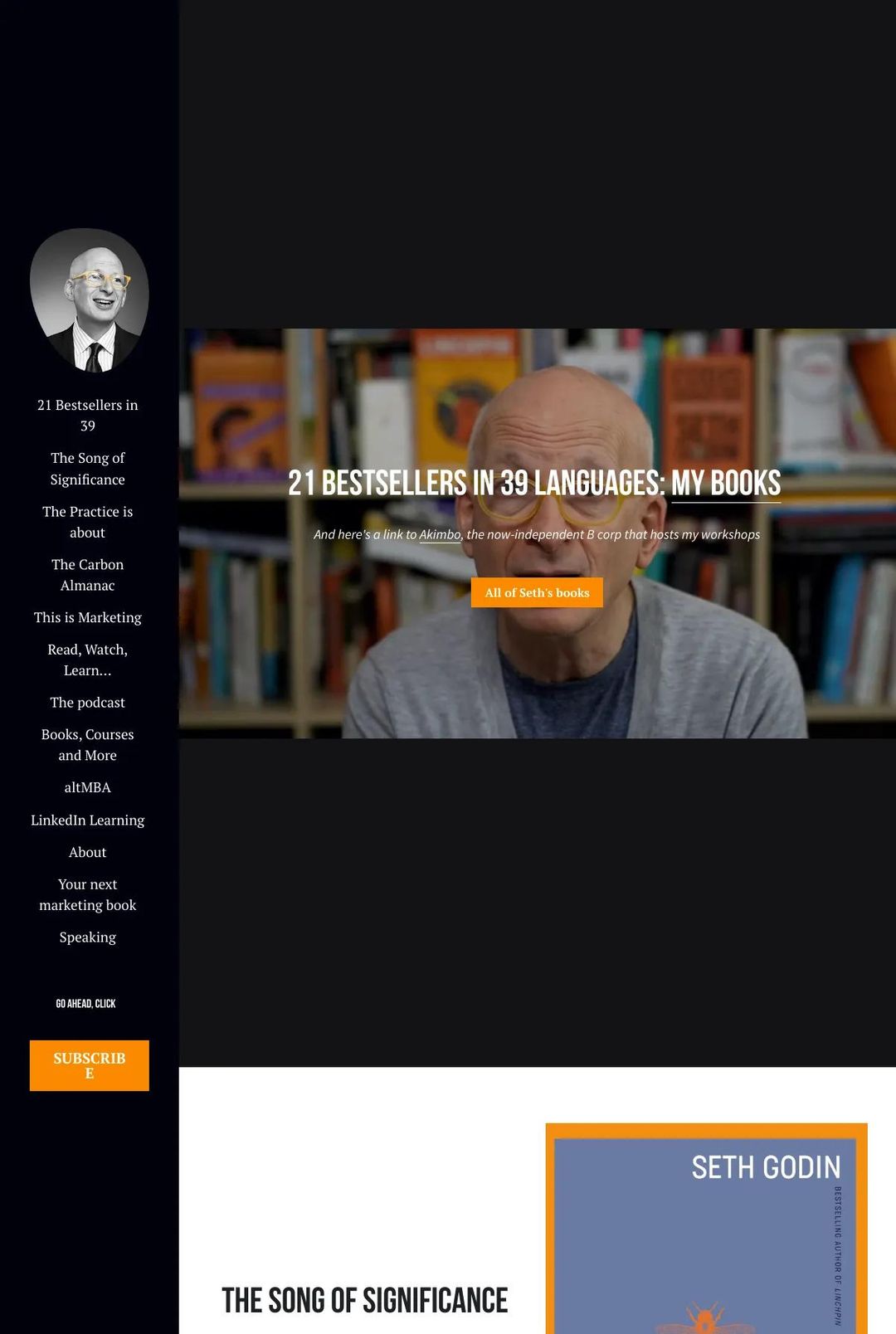 Screenshot 1 of Seth Godin (Example Strikingly Website)