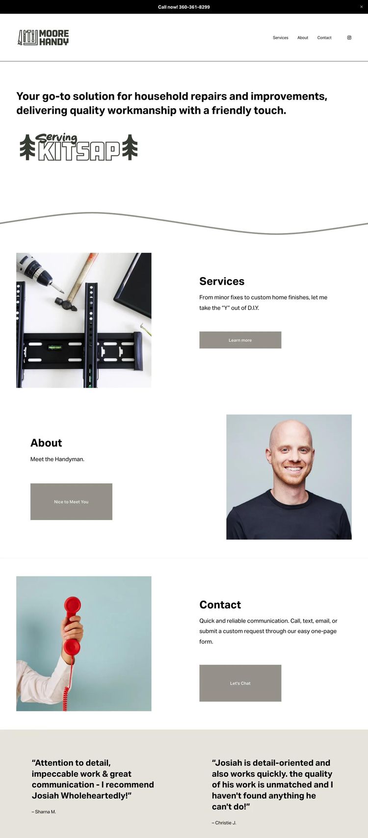 Screenshot 2 of Moore Handy (Example Squarespace Handyman Website)