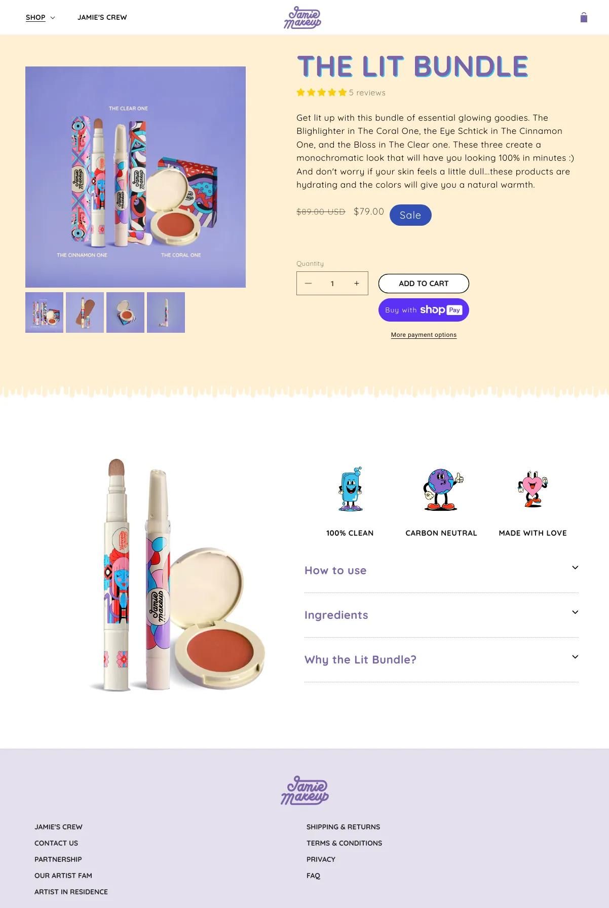 Screenshot 2 of Jamie Makeup (Example Shopify Website)