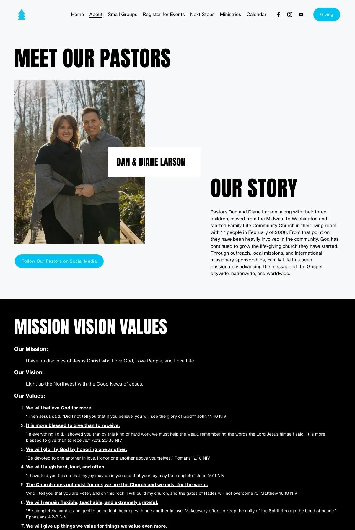 Screenshot 2 of Family Life Community Church (Example Squarespace Church Website)