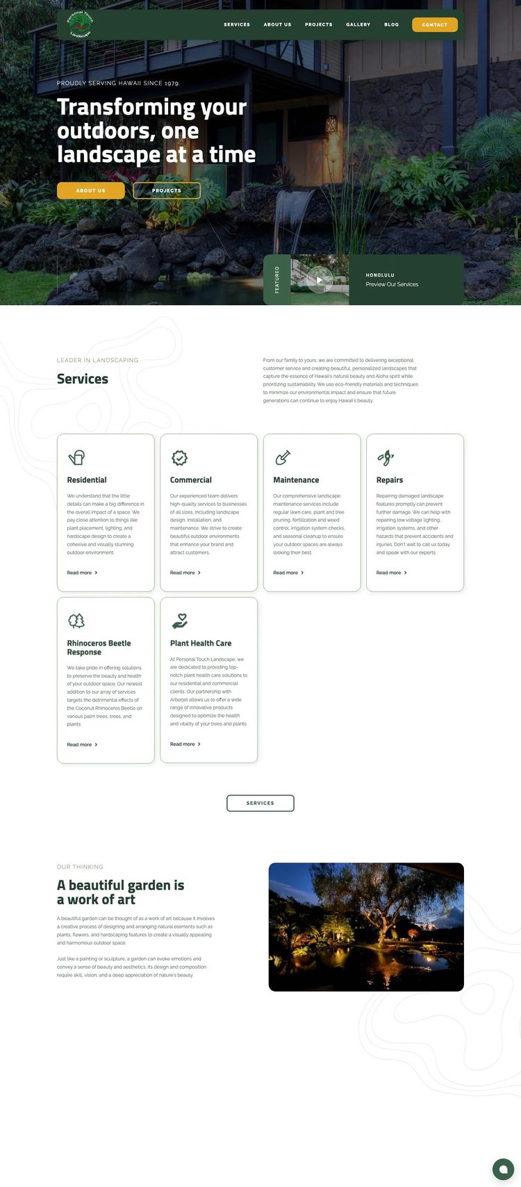 Screenshot 2 of PTLHI (Example Webflow Landscaping Website)