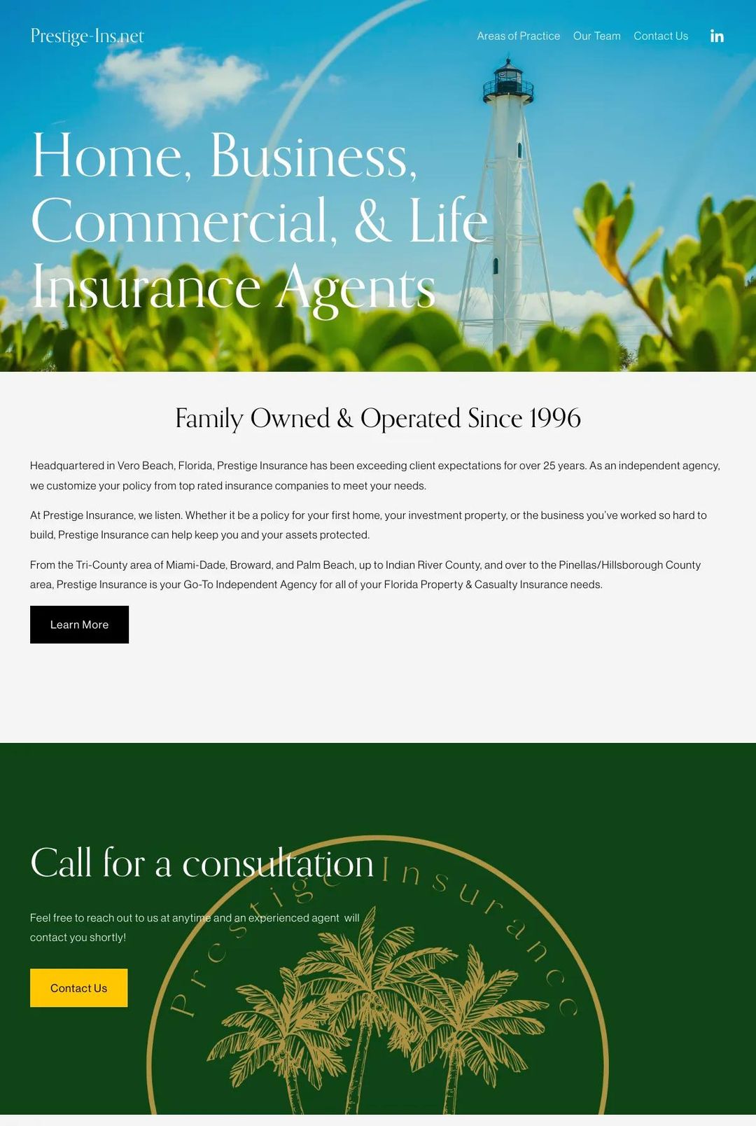 Screenshot 1 of Prestige-Ins (Example Squarespace Insurance Agent Website)