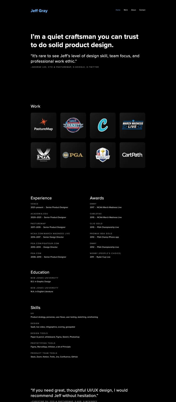 Screenshot 2 of Jeff Gray (Example Squarespace Design Agency/Studio Website)