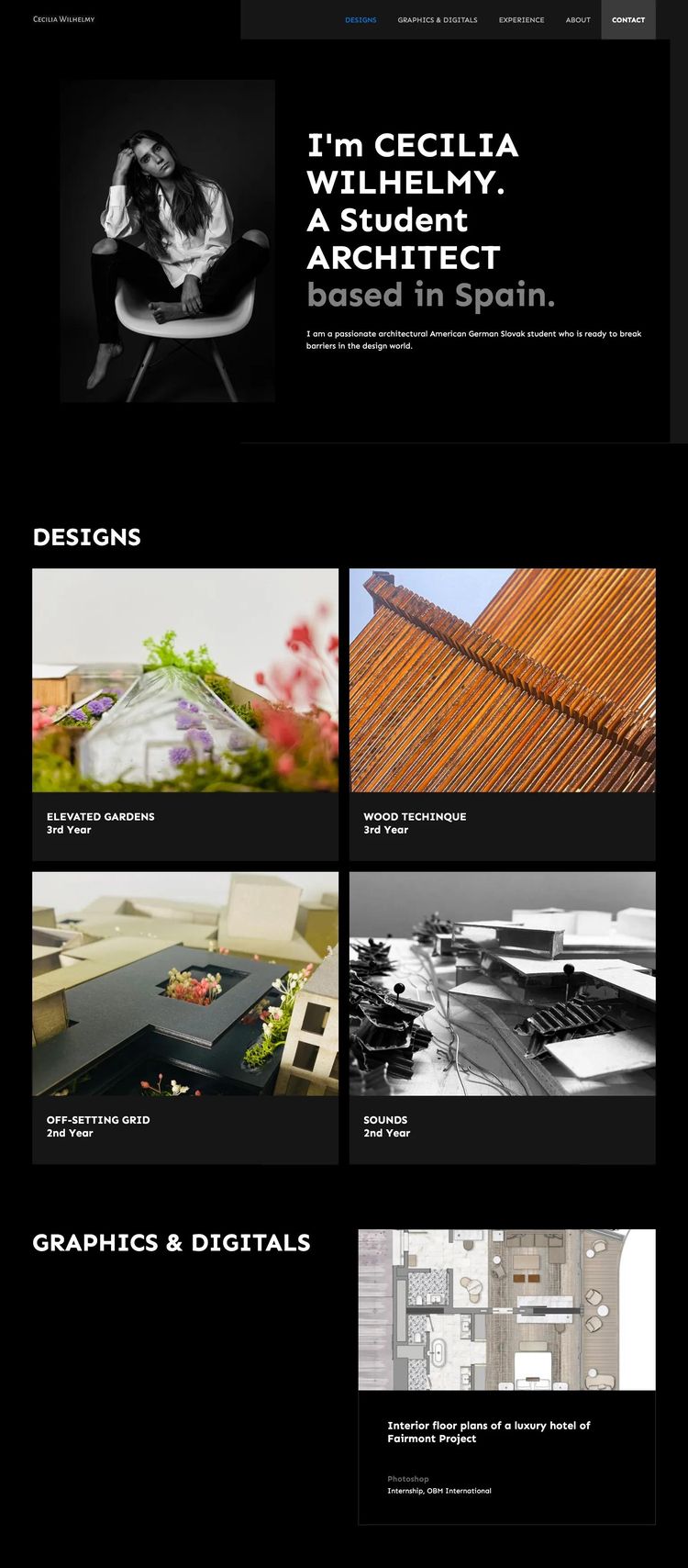Screenshot 2 of Cecilia Wilhelmy (Example Webflow Design Portfolio Website)