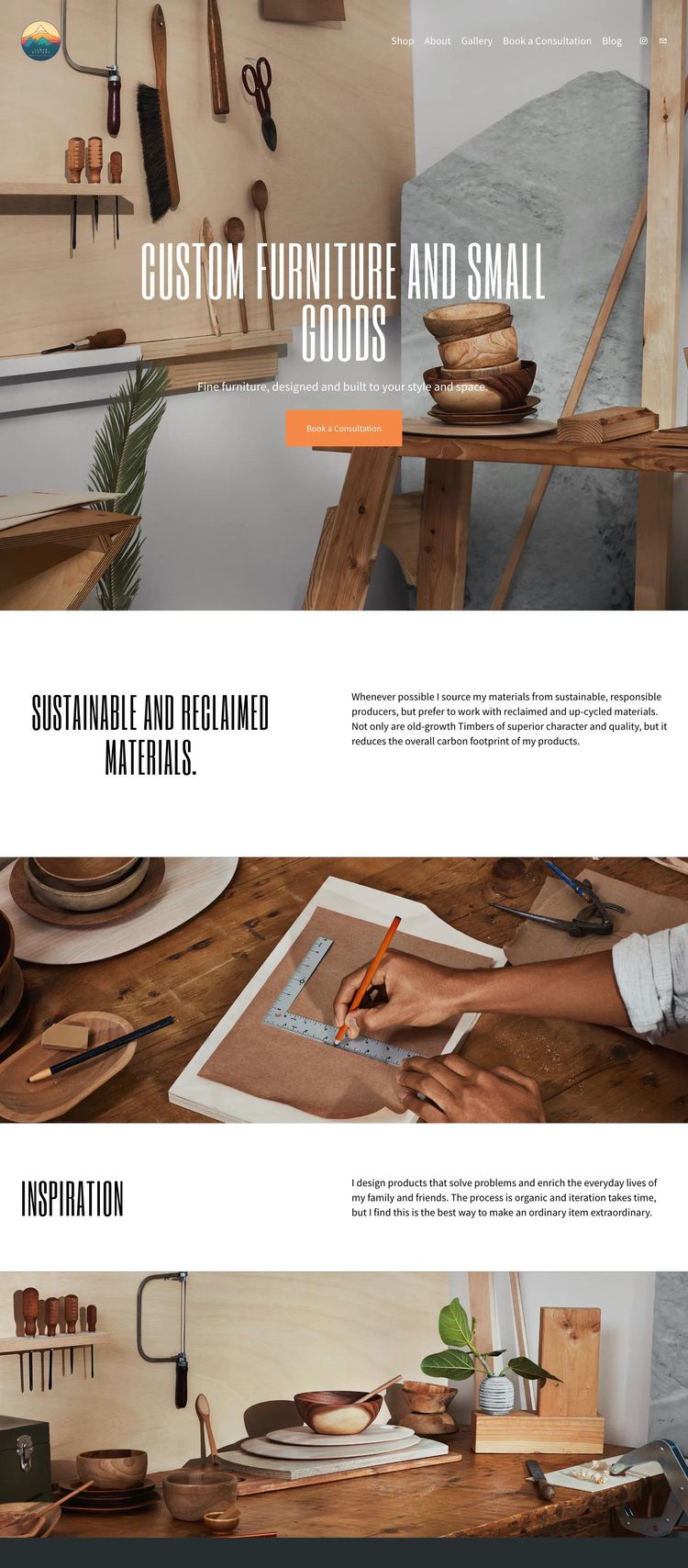 Screenshot 2 of Lyman Designs (Example Squarespace Furniture Website)