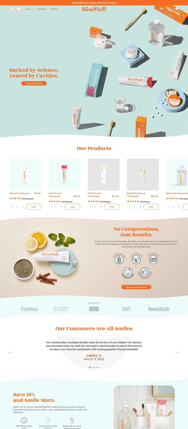Screenshot 2 of Risewell (Example Shopify Health and Wellness Website)