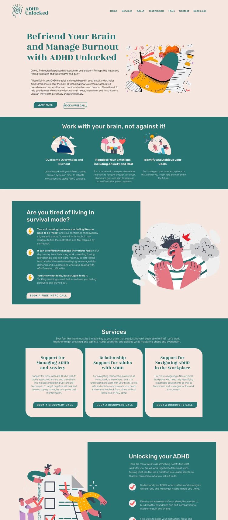Screenshot 2 of ADHD Unlocked (Example Wix Health and Wellness Website)