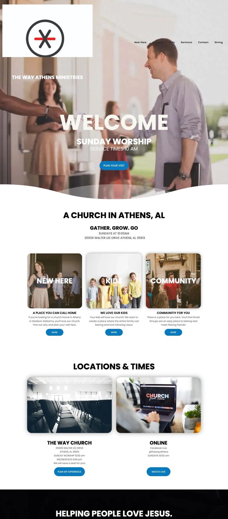 Screenshot 1 of The Way Church Athens (Example Squarespace Church/Religious Organization Website)