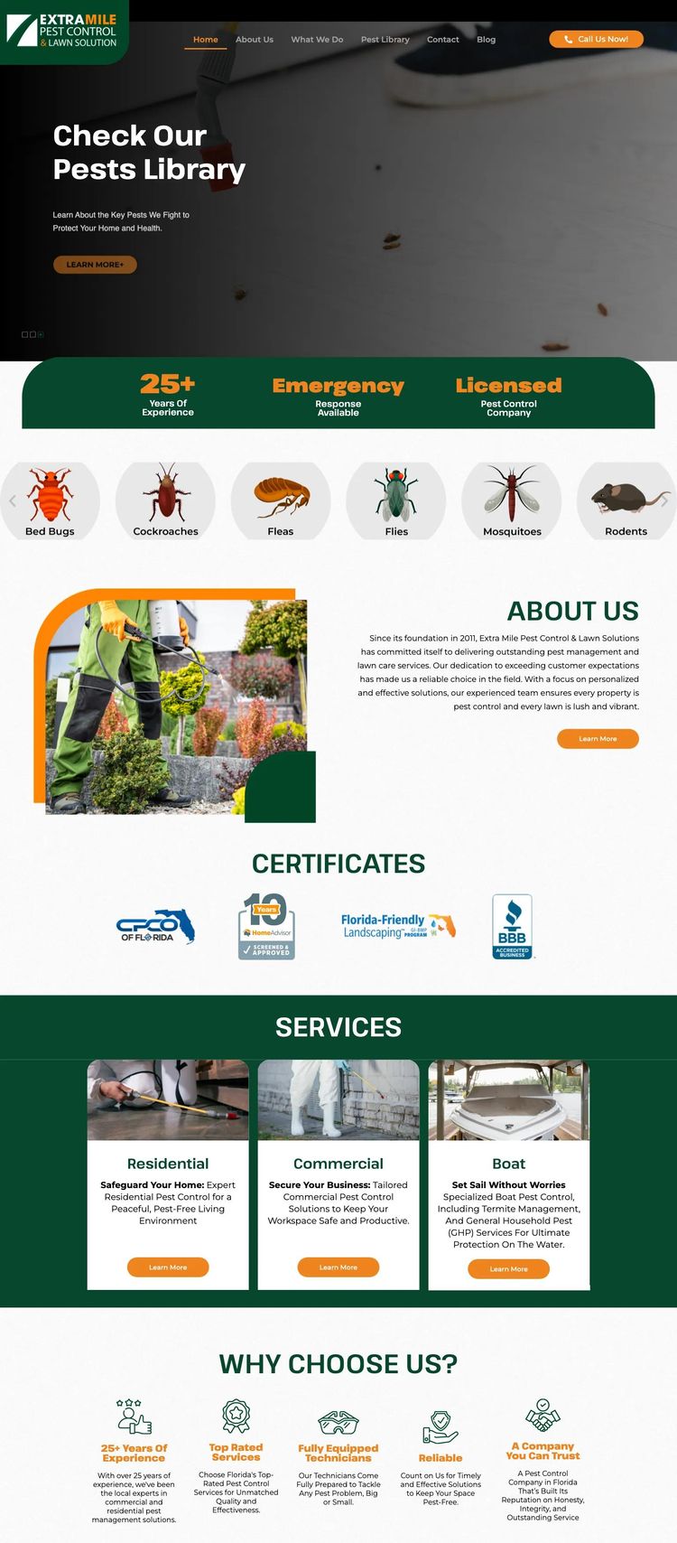 Screenshot 2 of Extra Mile Pest Control (Example WordPress Pest Control Website)