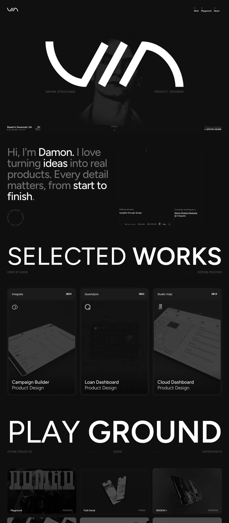 Screenshot 2 of Damon Strickland (Example Framer Design Agency/Studio Website)