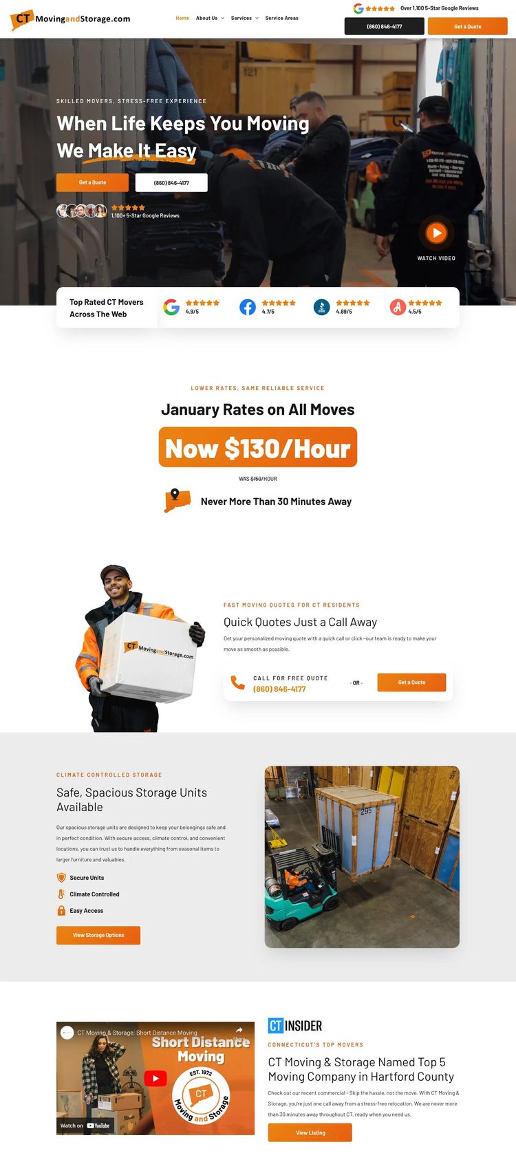 Screenshot 1 of CT Moving and Storage (Example Duda Moving Company Website)