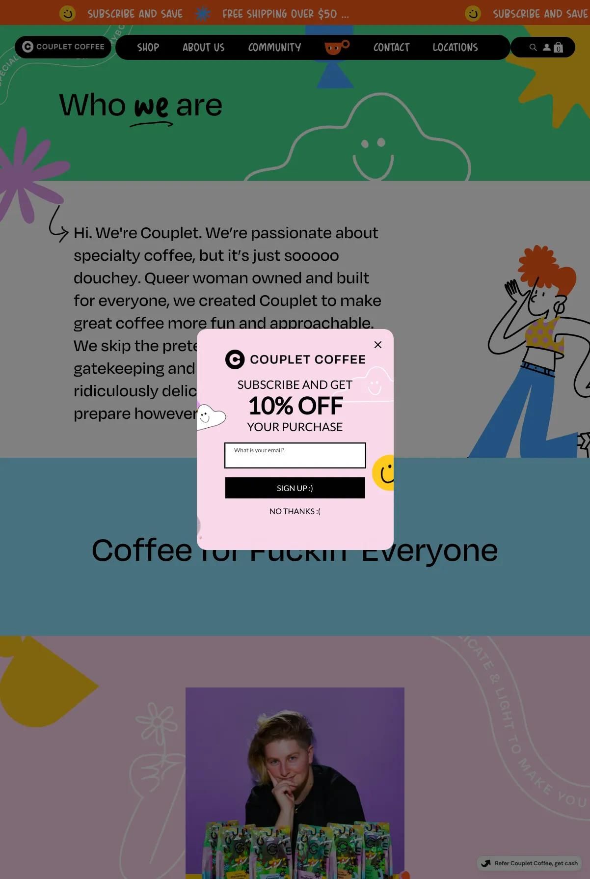 Screenshot 2 of Couplet Coffee (Example Shopify Website)