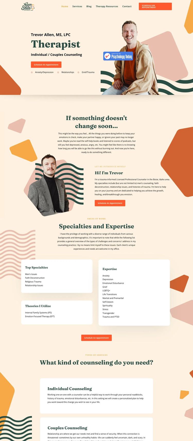 Screenshot 2 of Gem State Counseling (Example WordPress Therapist Website)