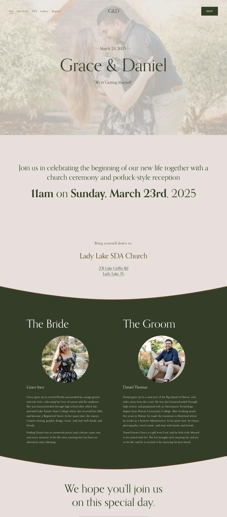 Screenshot 2 of Grace & Daniel (Example Squarespace Wedding Website)