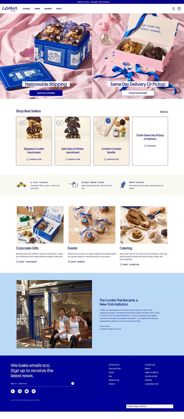 Screenshot 2 of Levain Bakery (Example Shopify Bakery Website)
