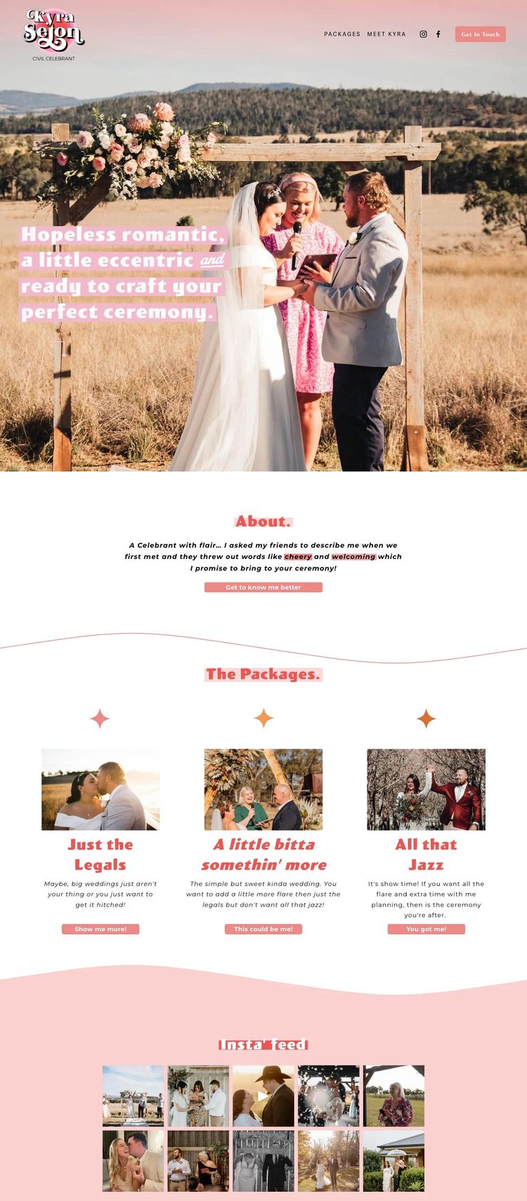 Screenshot 2 of Kyra Seton Civil Celebrant (Example Squarespace Wedding Website)