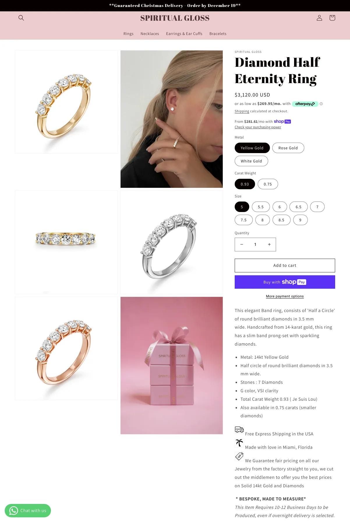 Screenshot 3 of Spiritual Gloss (Example Shopify Jewelry Website)