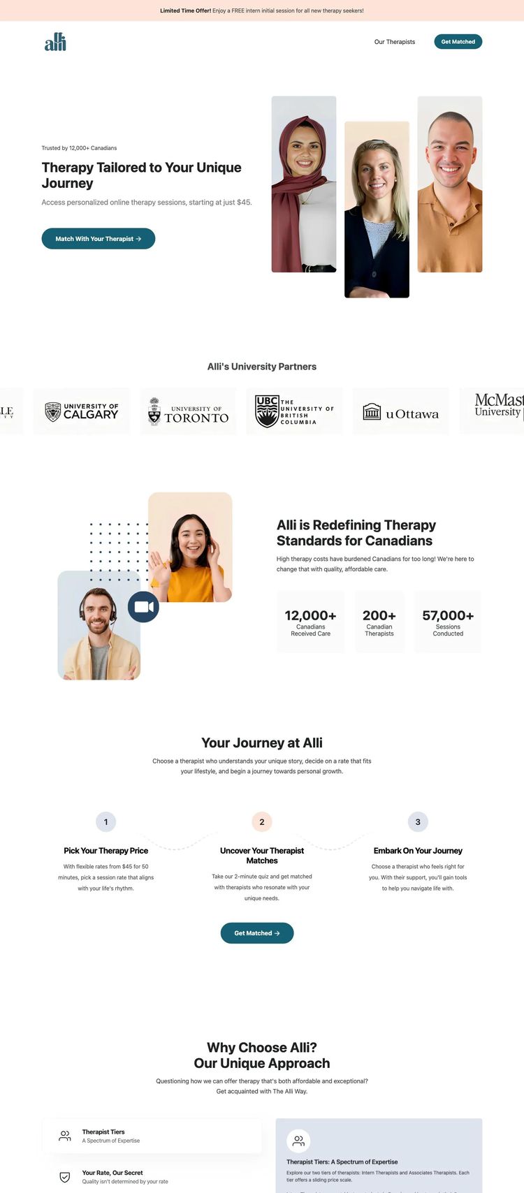 Screenshot 2 of Alli (Example Webflow Mental Health Services Website)