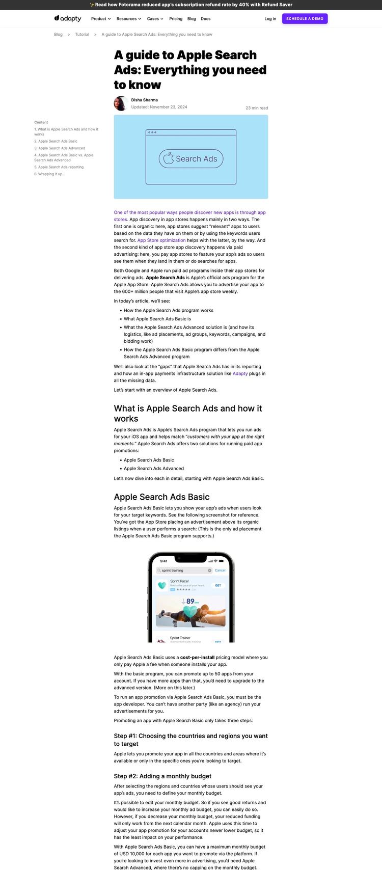 Screenshot 1 of Adapty (Example Webflow Blog Website)