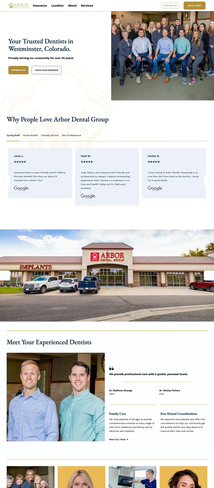 Screenshot 2 of Arbor Dental Group (Example Webflow Dentist Website)
