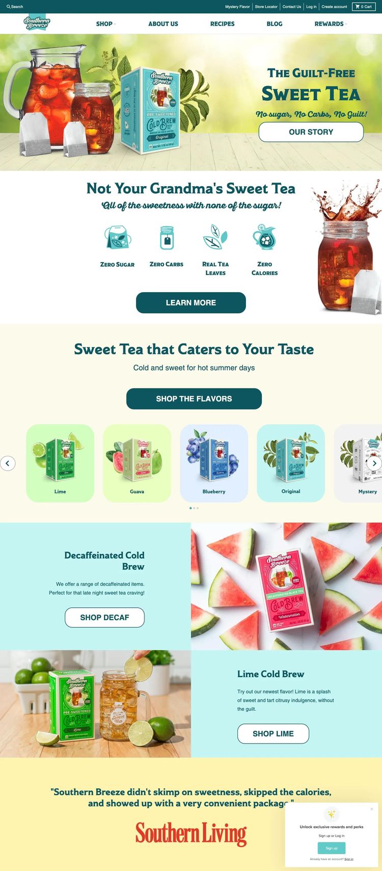 Screenshot 2 of Southern Breeze Sweet Tea (Example Shopify Food and Beverage Website)