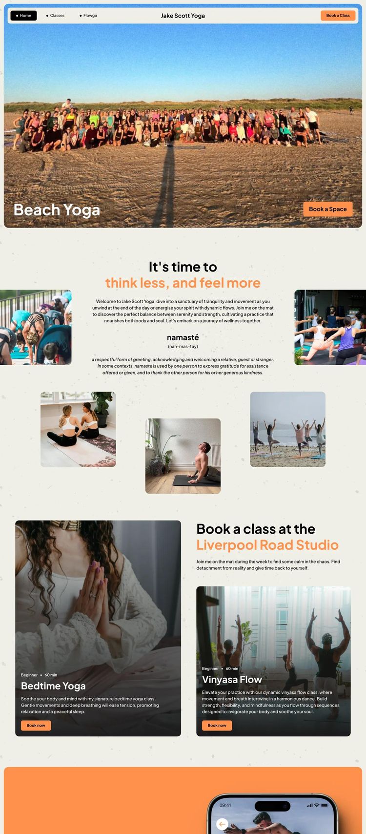 Screenshot 2 of Jake Scott Yoga (Example Framer Yoga Studio Website)